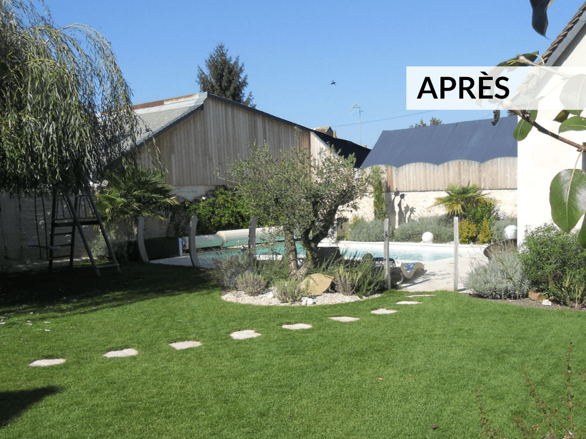 Aménagement jardin et plage de piscine AVANT / APRÈS - Lantana Paysage