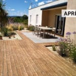 Création de terrasse bois, plage de piscine et jardin dans les Cévennes - Lantana Ecosylva Paysage