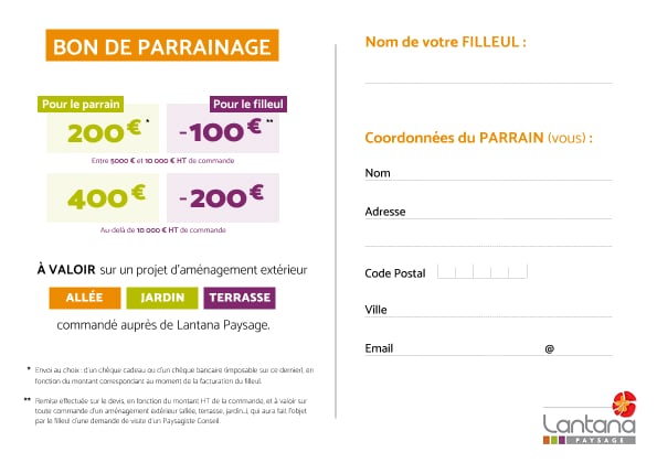 Bon de parrainage Lantana CG Environnement