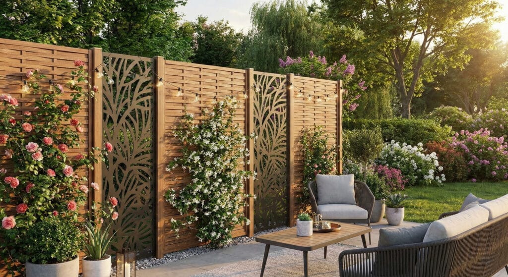 Jardin décoré avec claustra et brise-vue