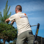 homme en train de tailler des arbustes Lantana Paysage