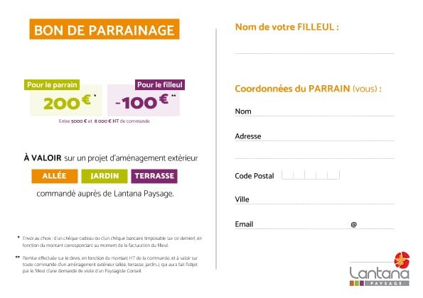 Bon de parrainage - Lantana CG Environnement